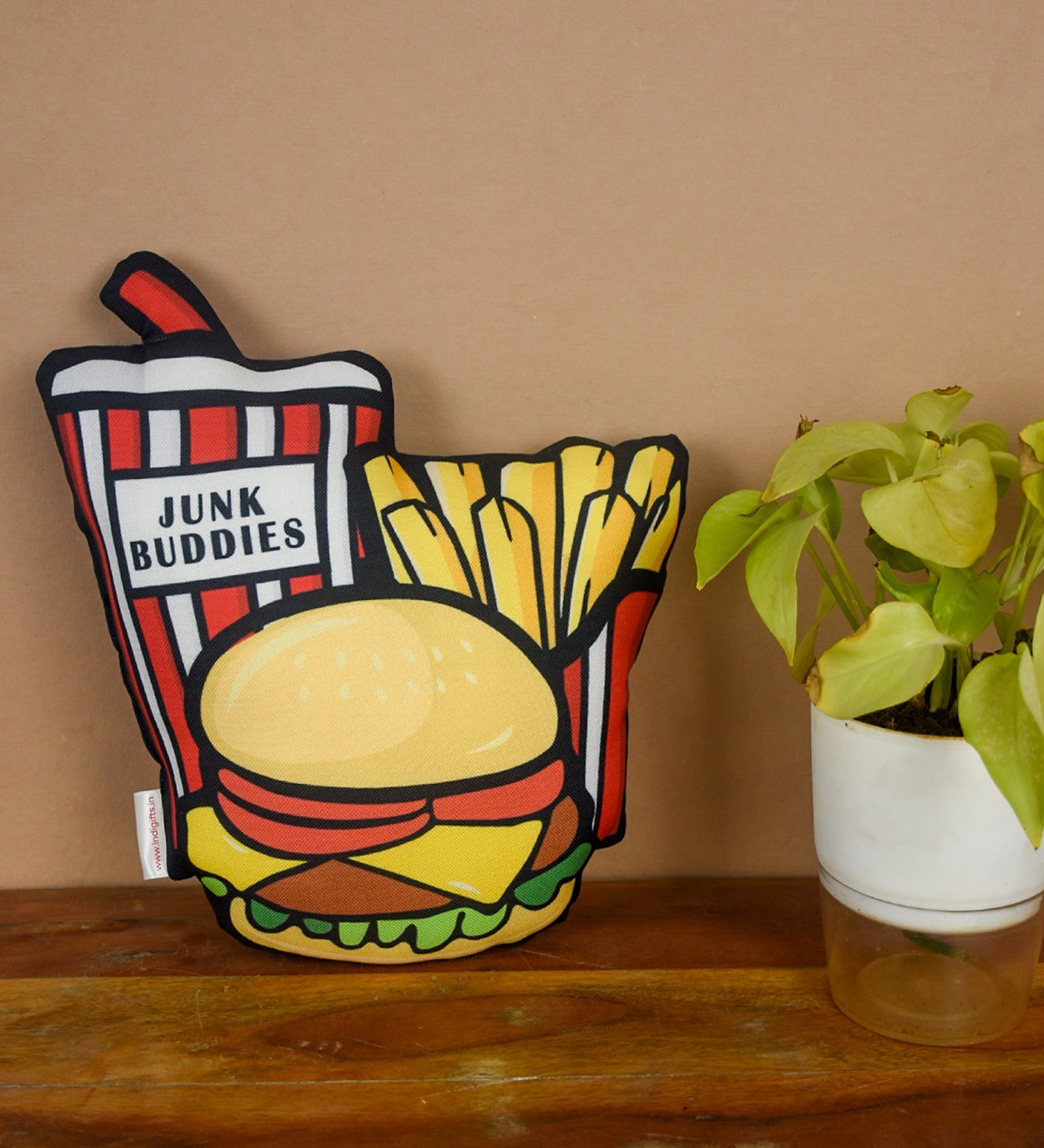 Yellow Polycotton Junk Food Shaped Cushion