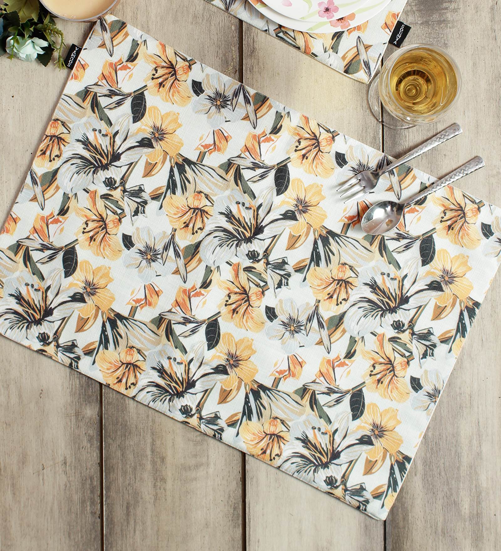 Yellow PolyCotton Ethnic Placemats Set of 6