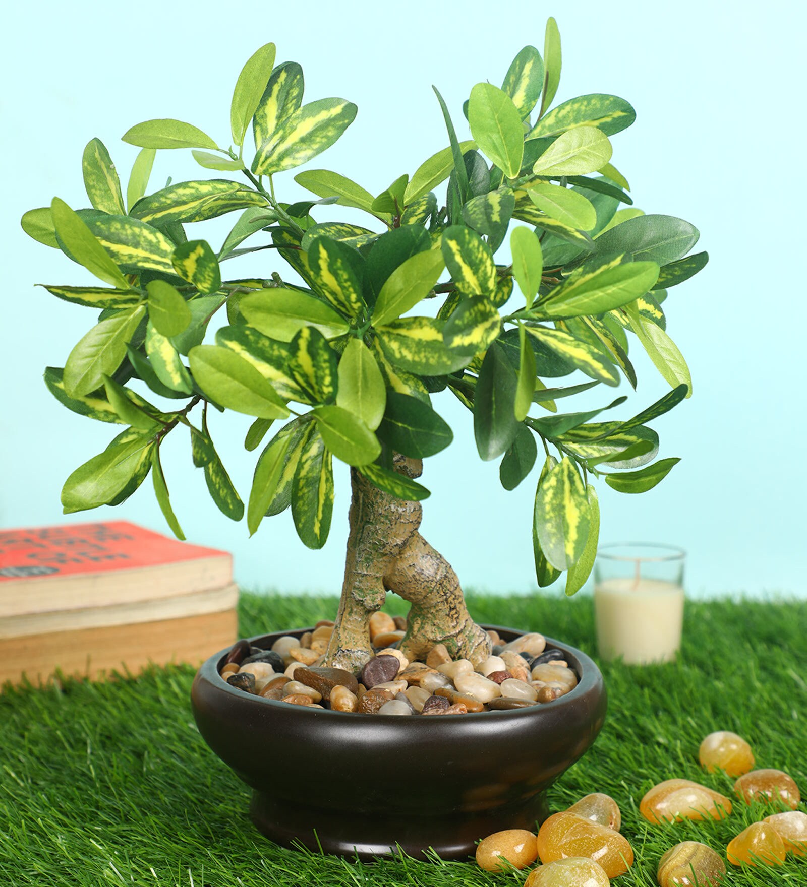 Yellow Polyester Artificial Plant With pot