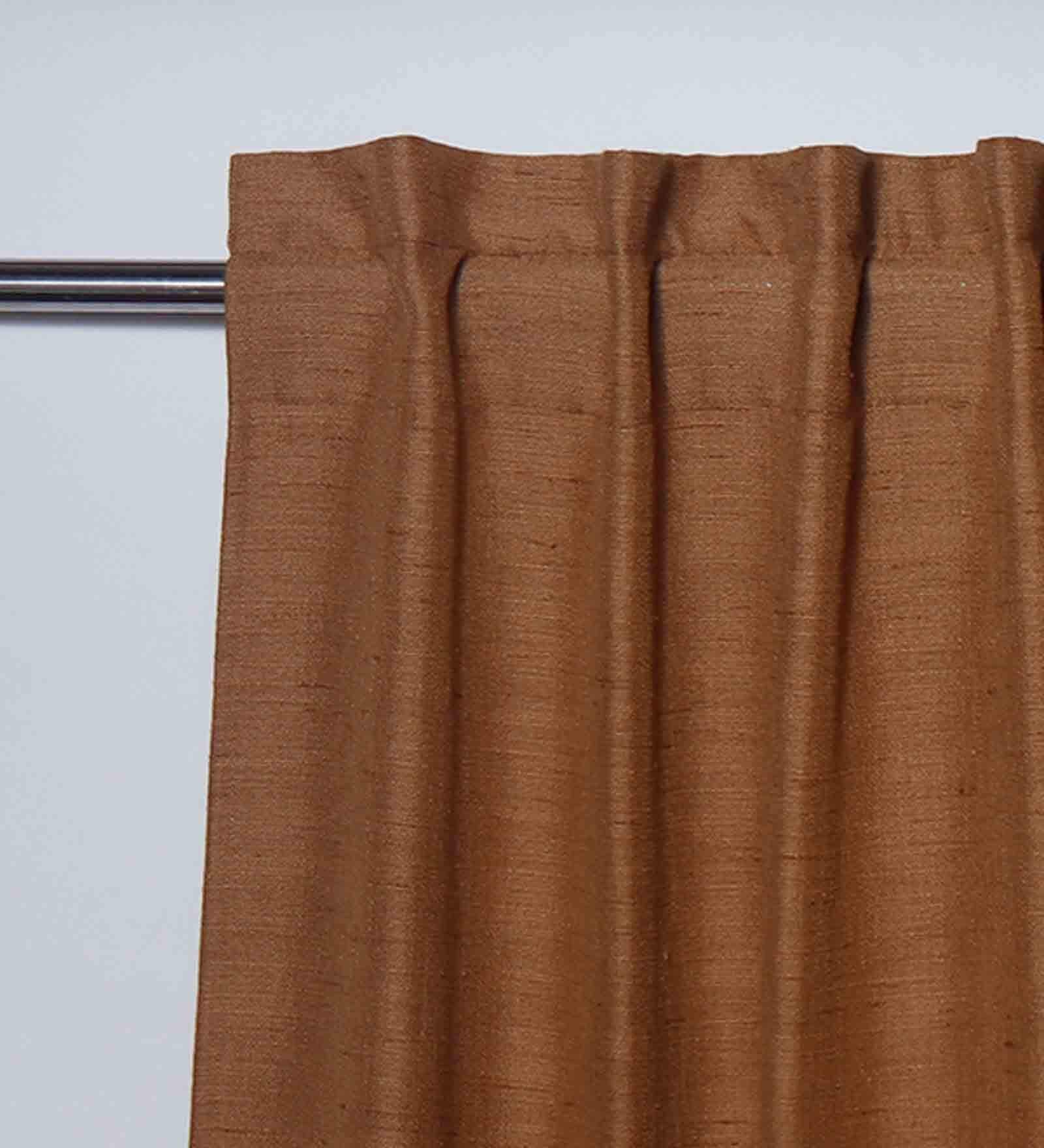 Brown Polyester Solid 7Ft Blackout Loop Top 1 Pc Door Curtain
