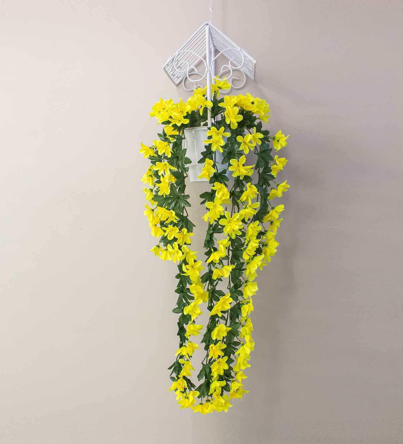 Yellow Polyester Stunning Artificial Creeper for Wall Hanging Without Pot