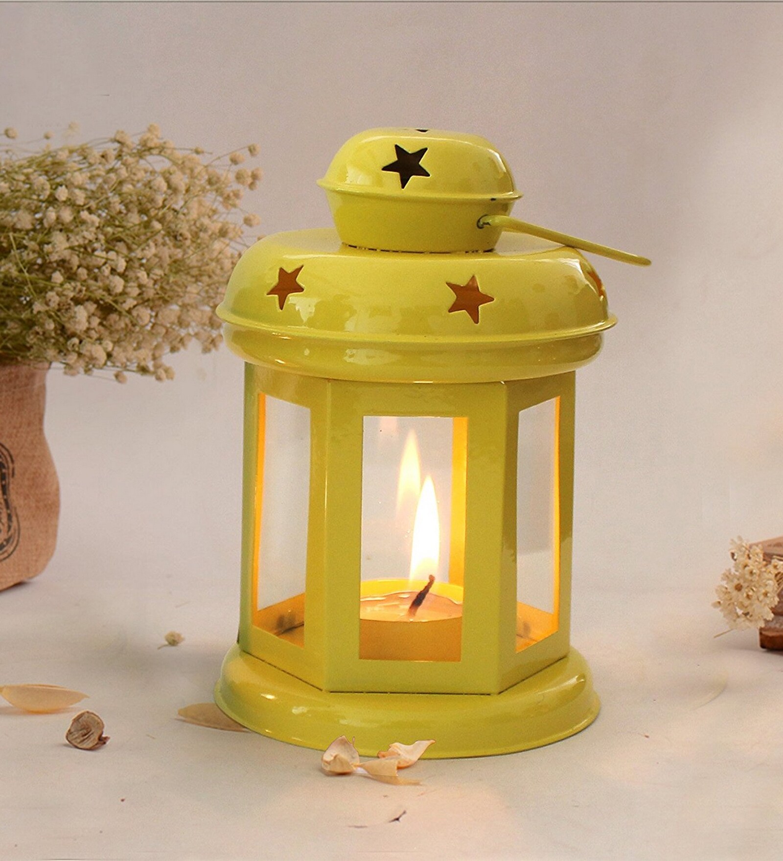Yellow Metal Tea Light Holder