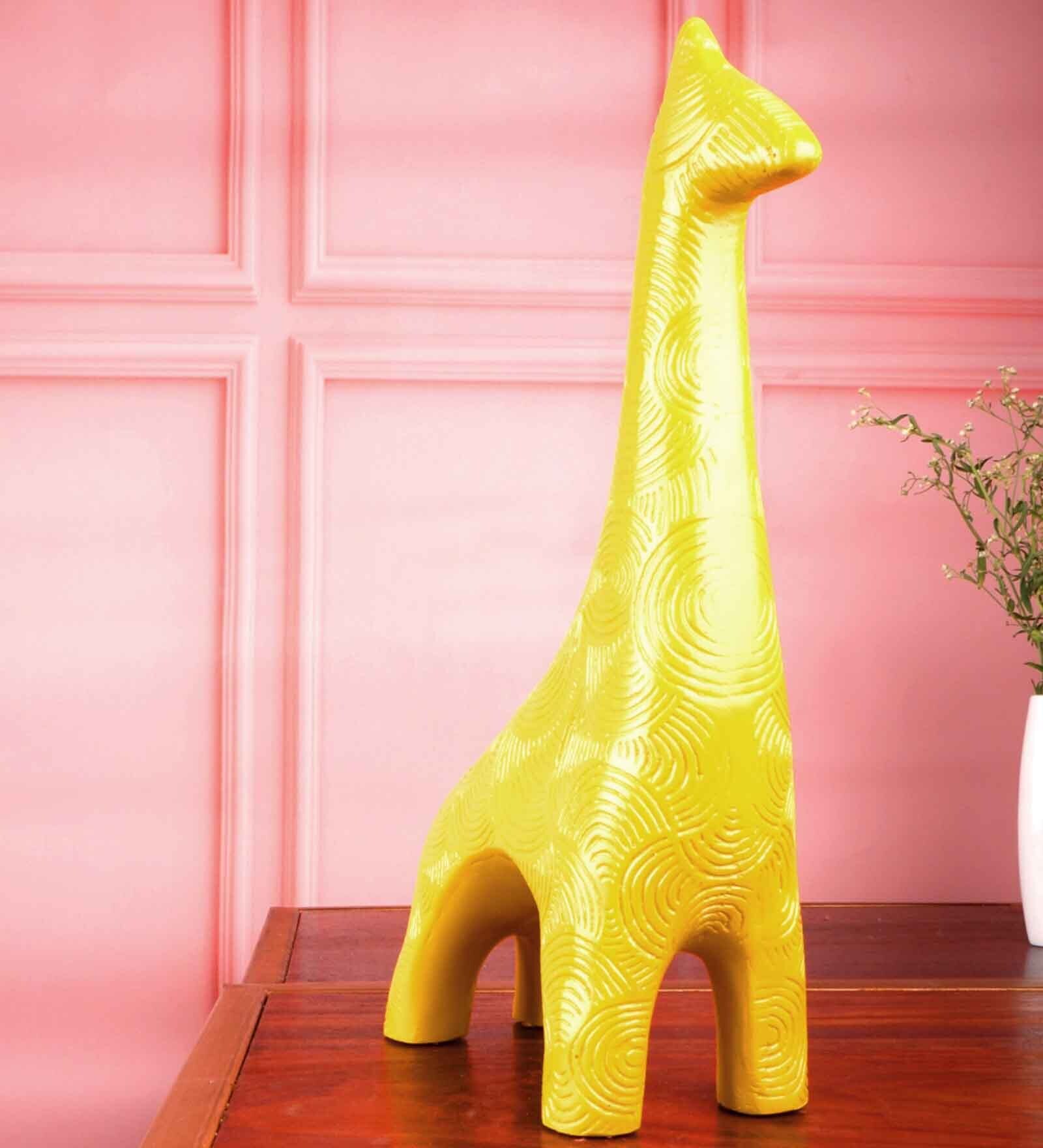 Yellow Polyresin Premium Ziraffe Figurine