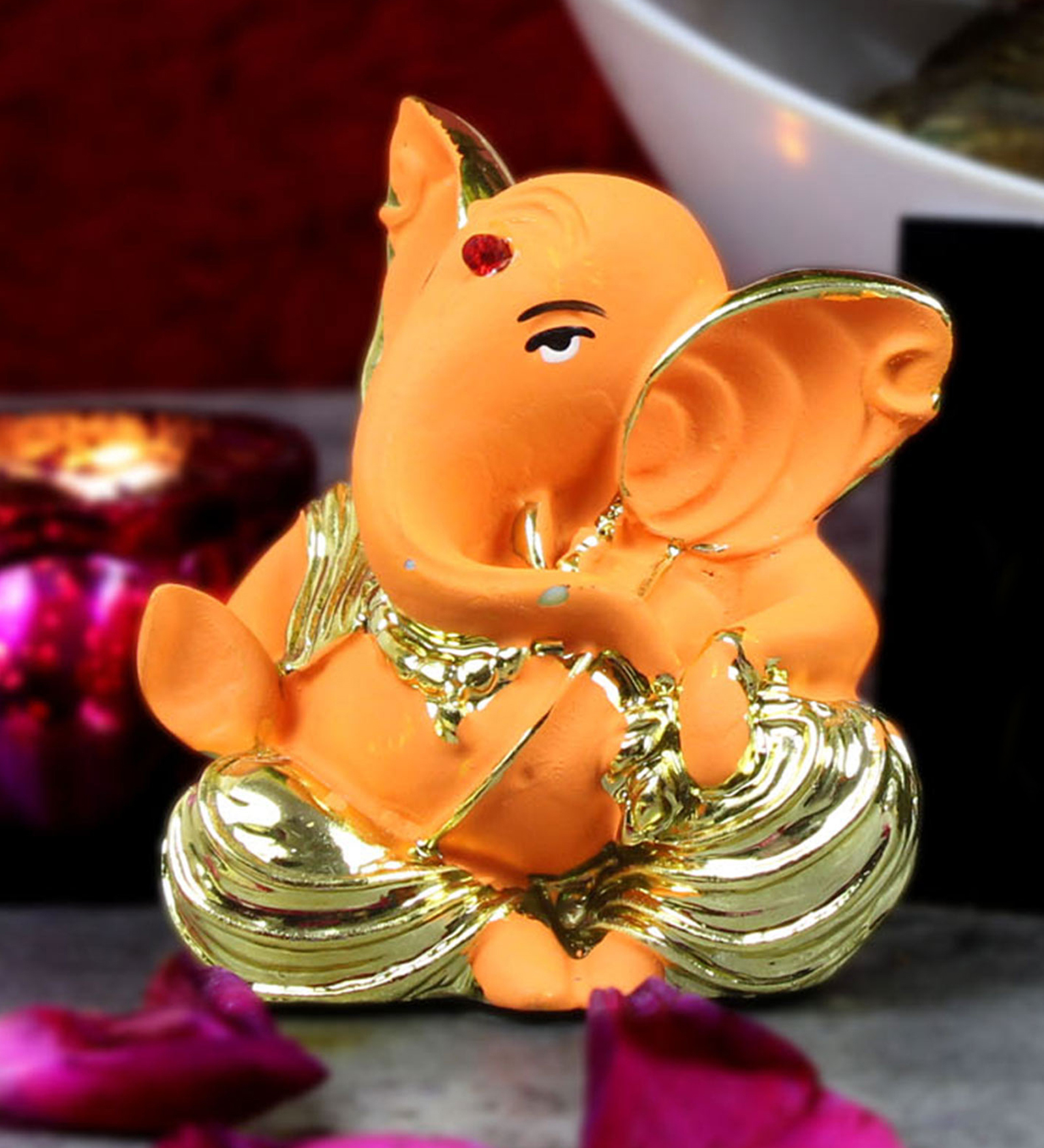 Yellow Resin Small Ganpati Statue Ganesha Idol