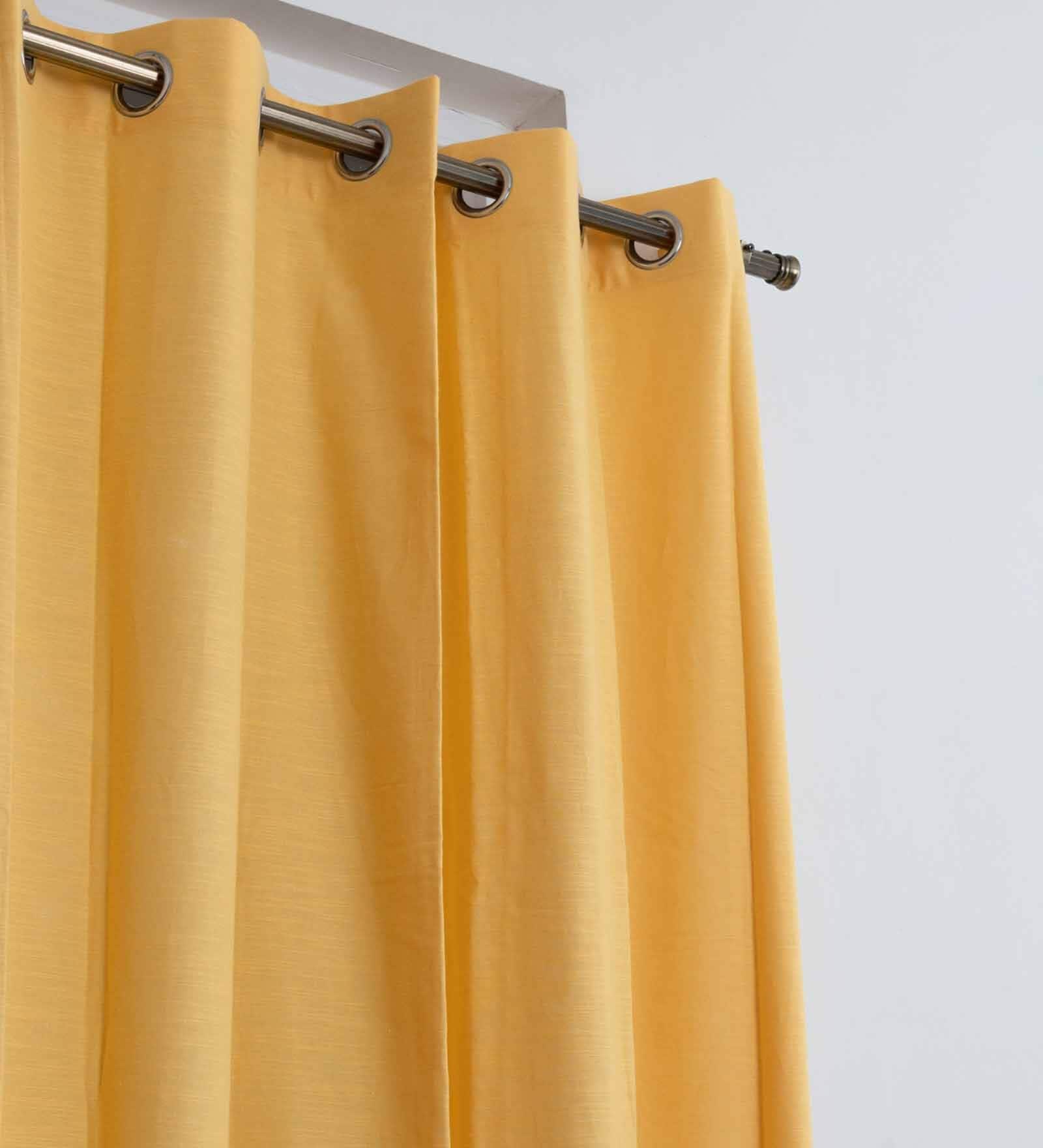 Buy Yellow Semisheer Cotton 5.5 Feet Rod Pocket Window Curtain by The