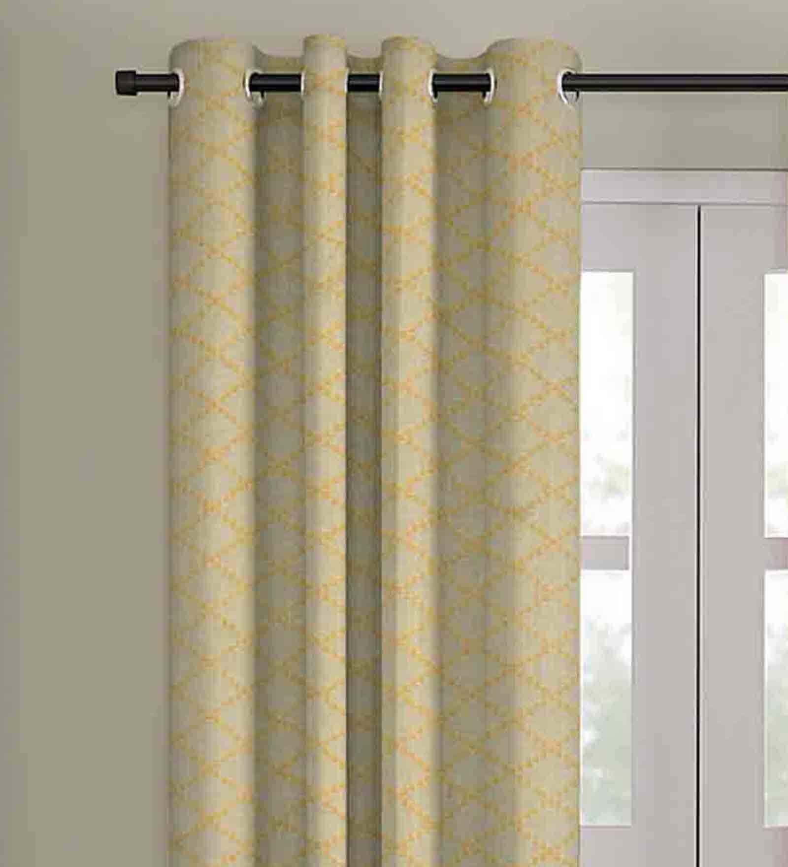 Buy Yellow Semisheer Cotton 7 Feet Eyelet Door Curtain by Klotthe at 67
