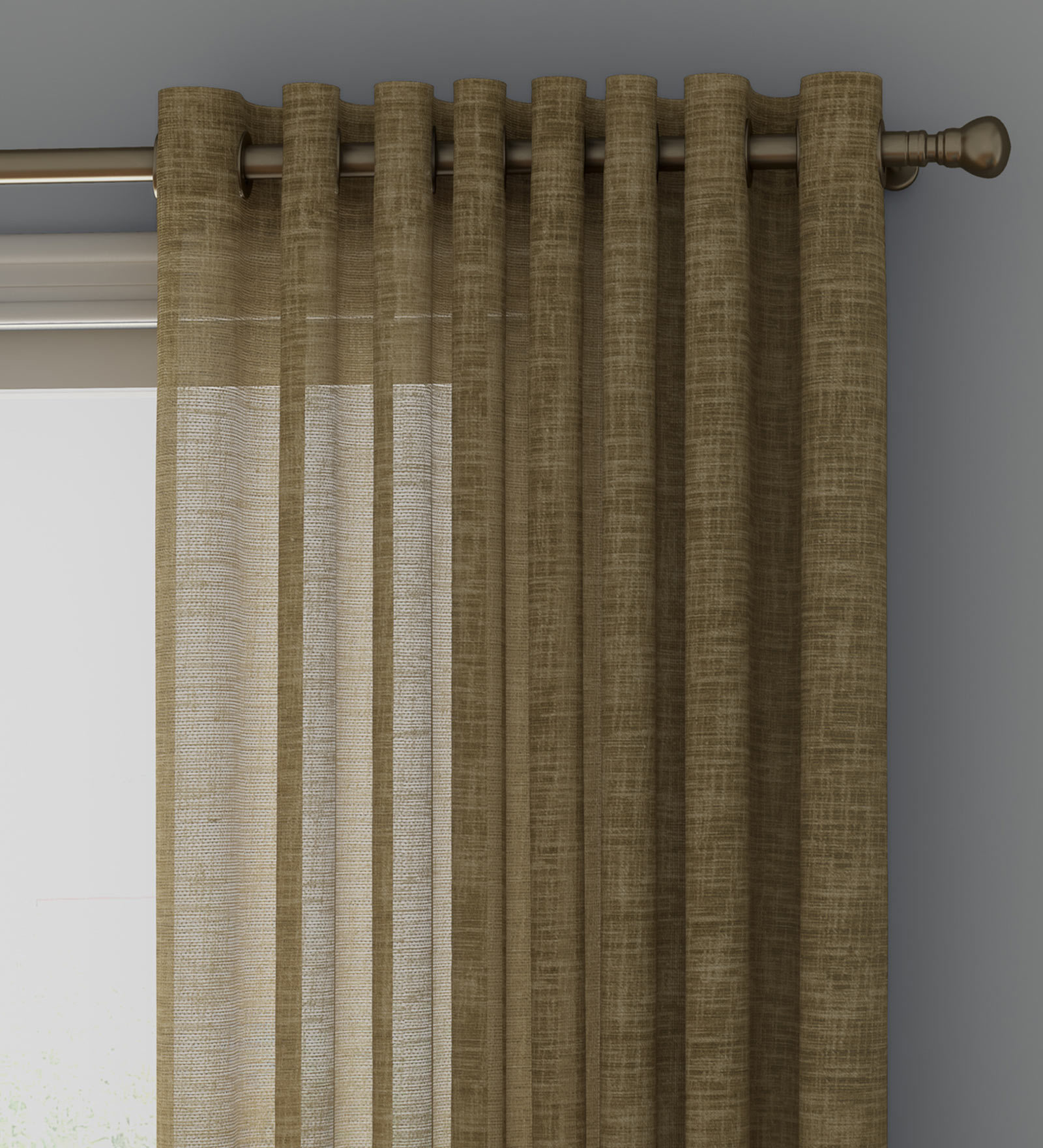 Yellow Solid Polyester 7 Ft Sheer Eyelet Door Curtains (Set of 2)