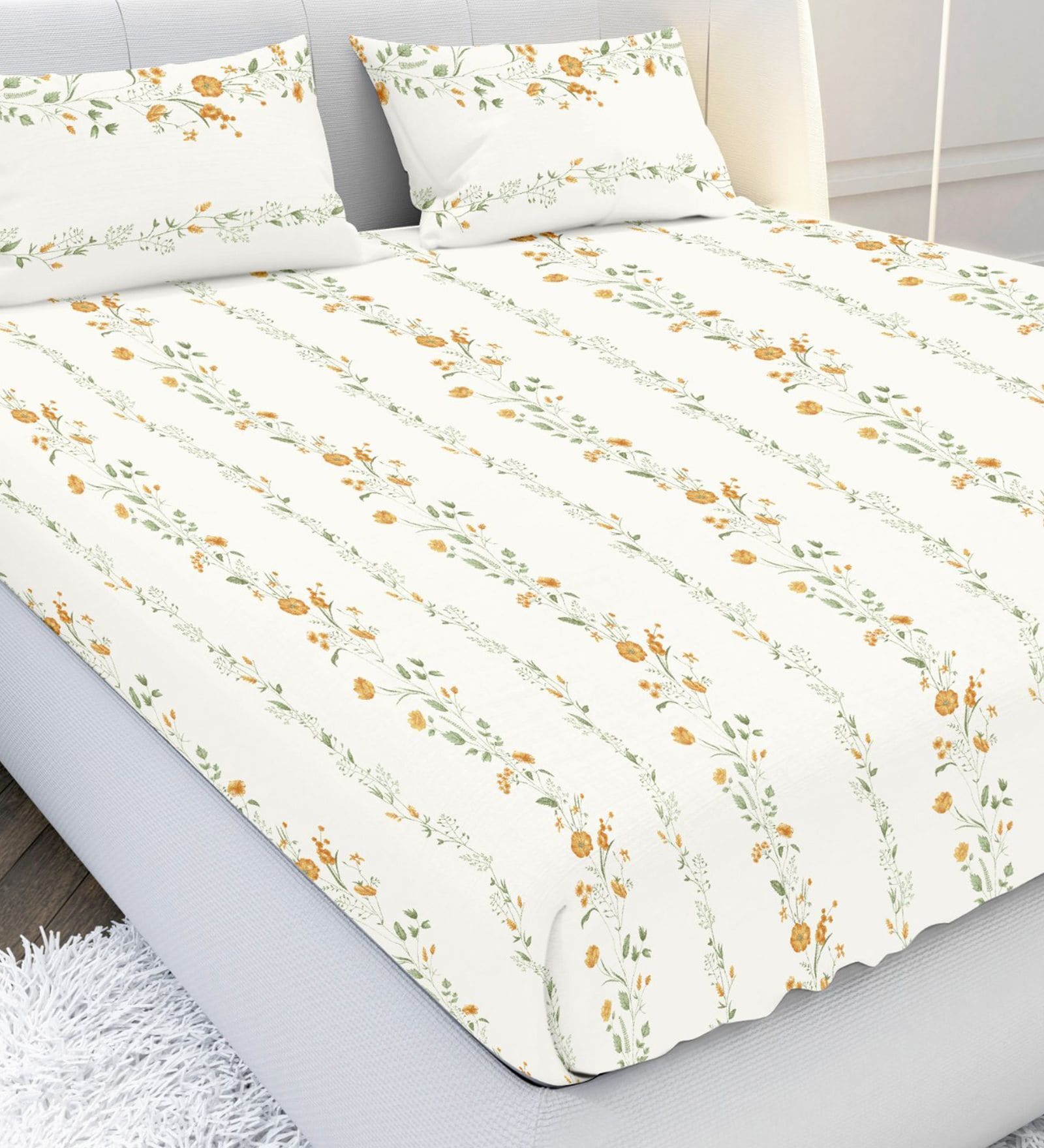 Queen Bed Yellow Fitted Sheet