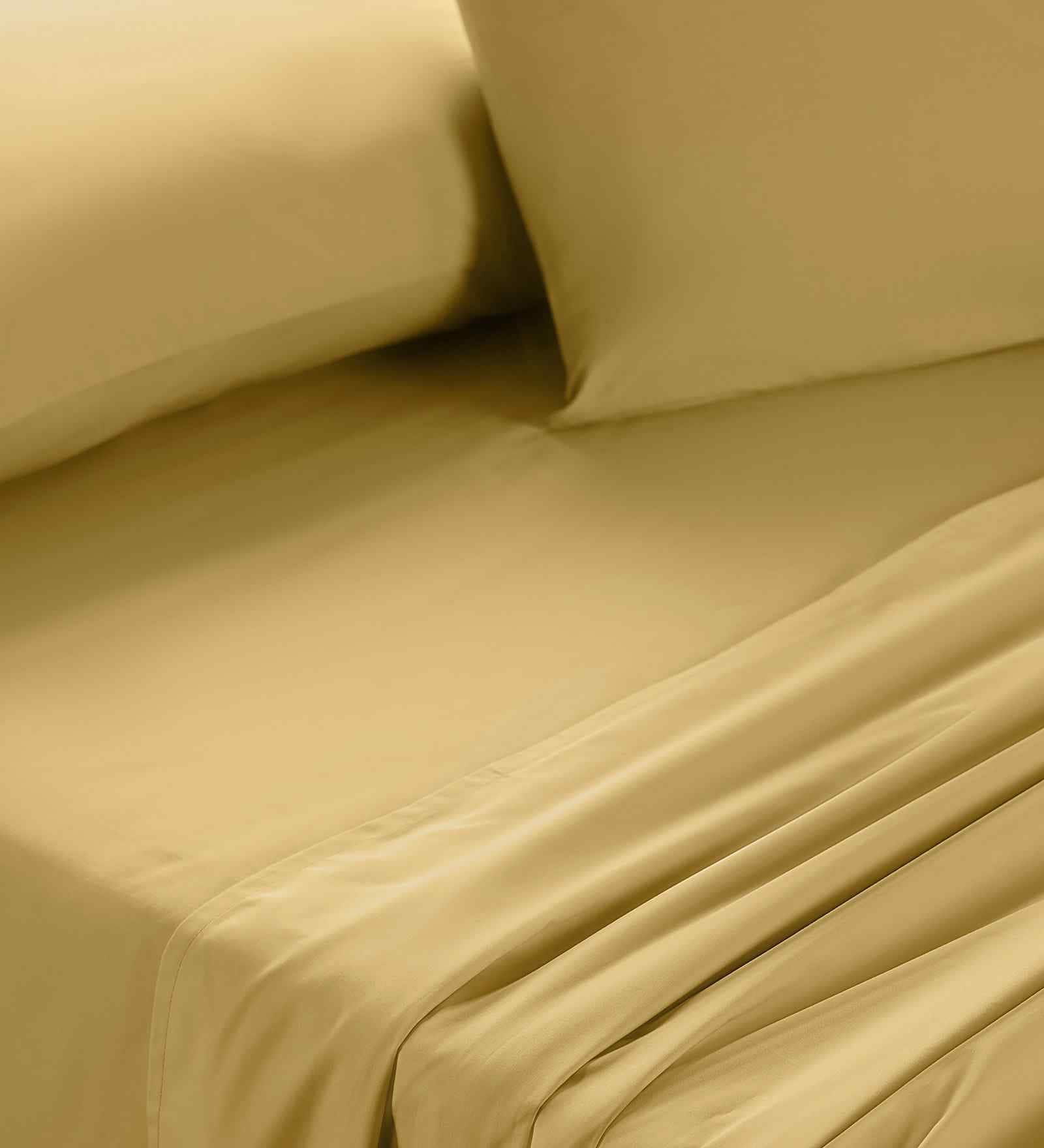 Yellow Solid 200 TC Cotton Double Bed Sheet with 2 Pillow Covers 24 Collection