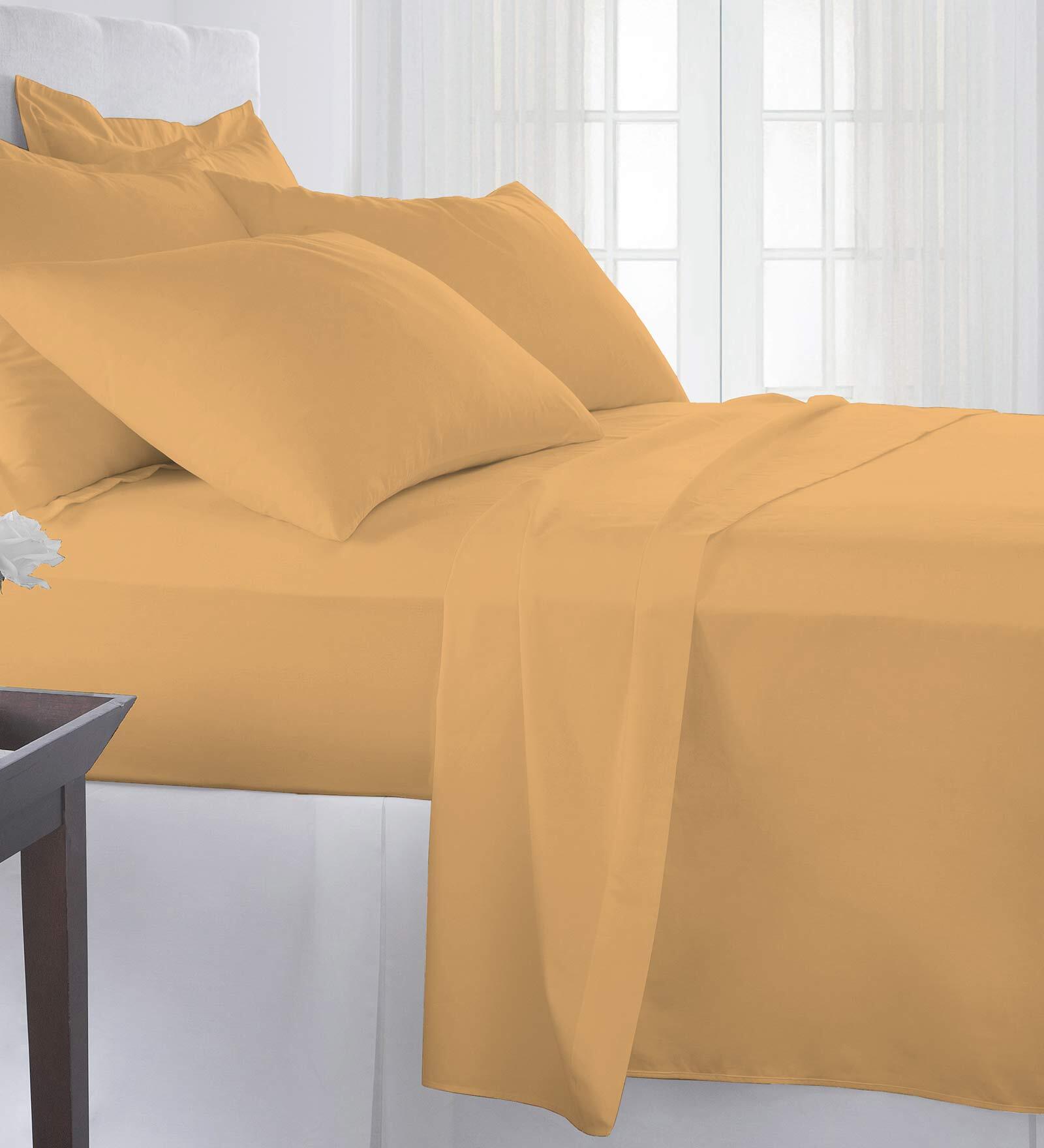 Yellow Solid 400 TC Cotton 1 Single Bedsheet With 1 Pillow Covers