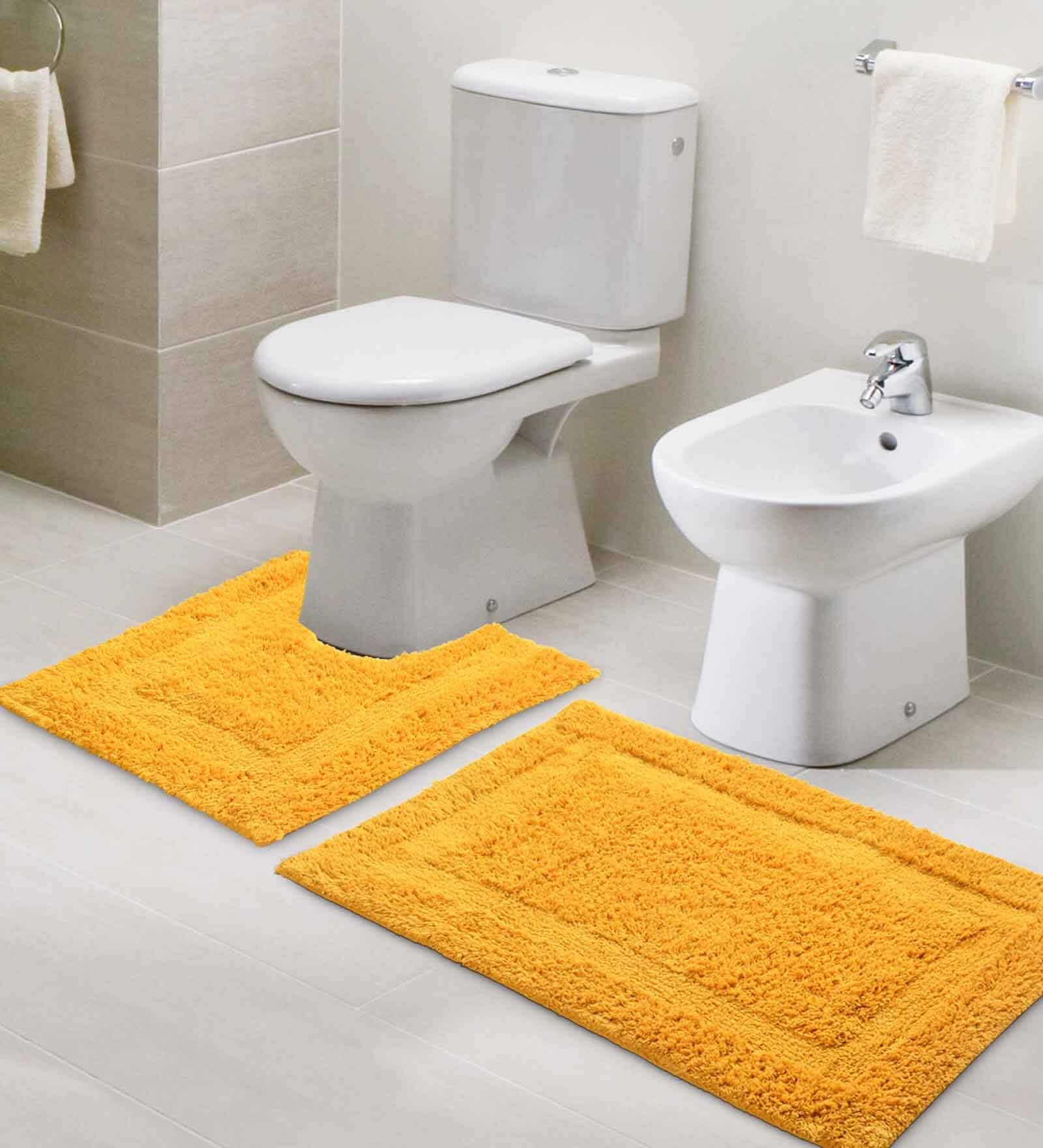 Yellow Solid Cotton 31.5x20 Inches Max Absorbant Bath Mat