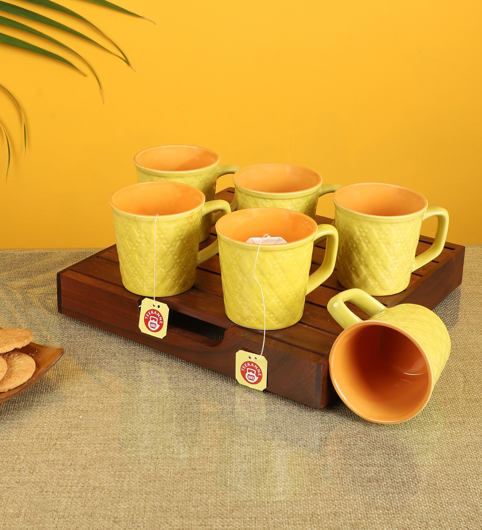 Springs  Yellow  Ceramic (Set of 6) Tea Cups