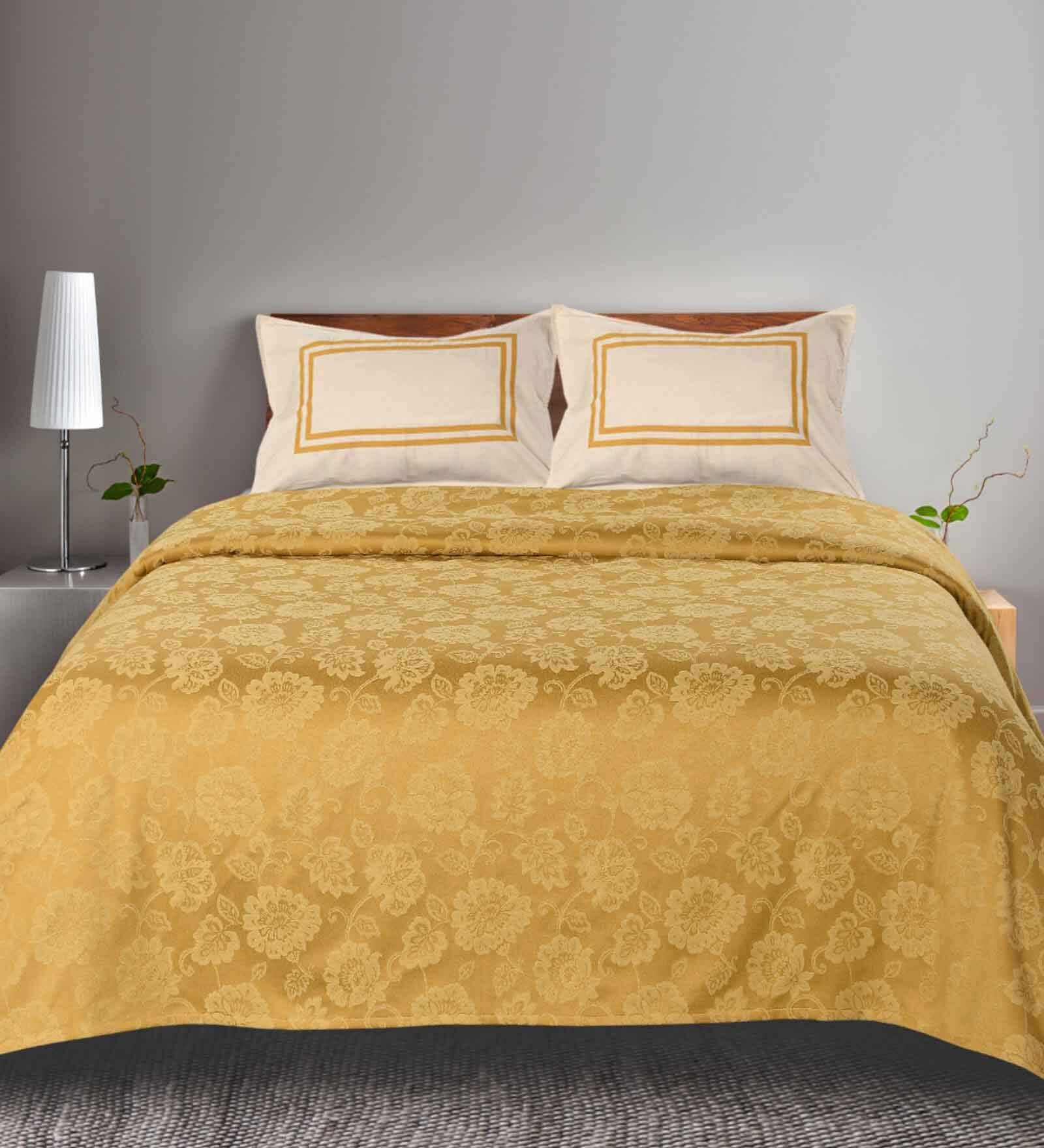 Yellow Floral 144 TC 100% Cotton Queen Sized Bed Sheets with 2 Pillow Covers