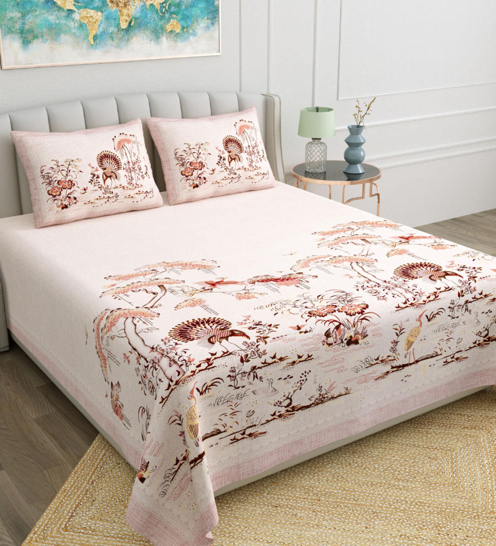 Yellow Traditional 180 TC Cotton Printed Bedsheet With Two Pillow Covers For Queen Bed (Jaipuri Printed ,Yellow ,153 GSM) Yellow Traditional 180 TC Cotton Printed Bedsheet With Two Pillow Covers For Queen Bed (Jaipuri Printed ,Yellow ,153 GSM)