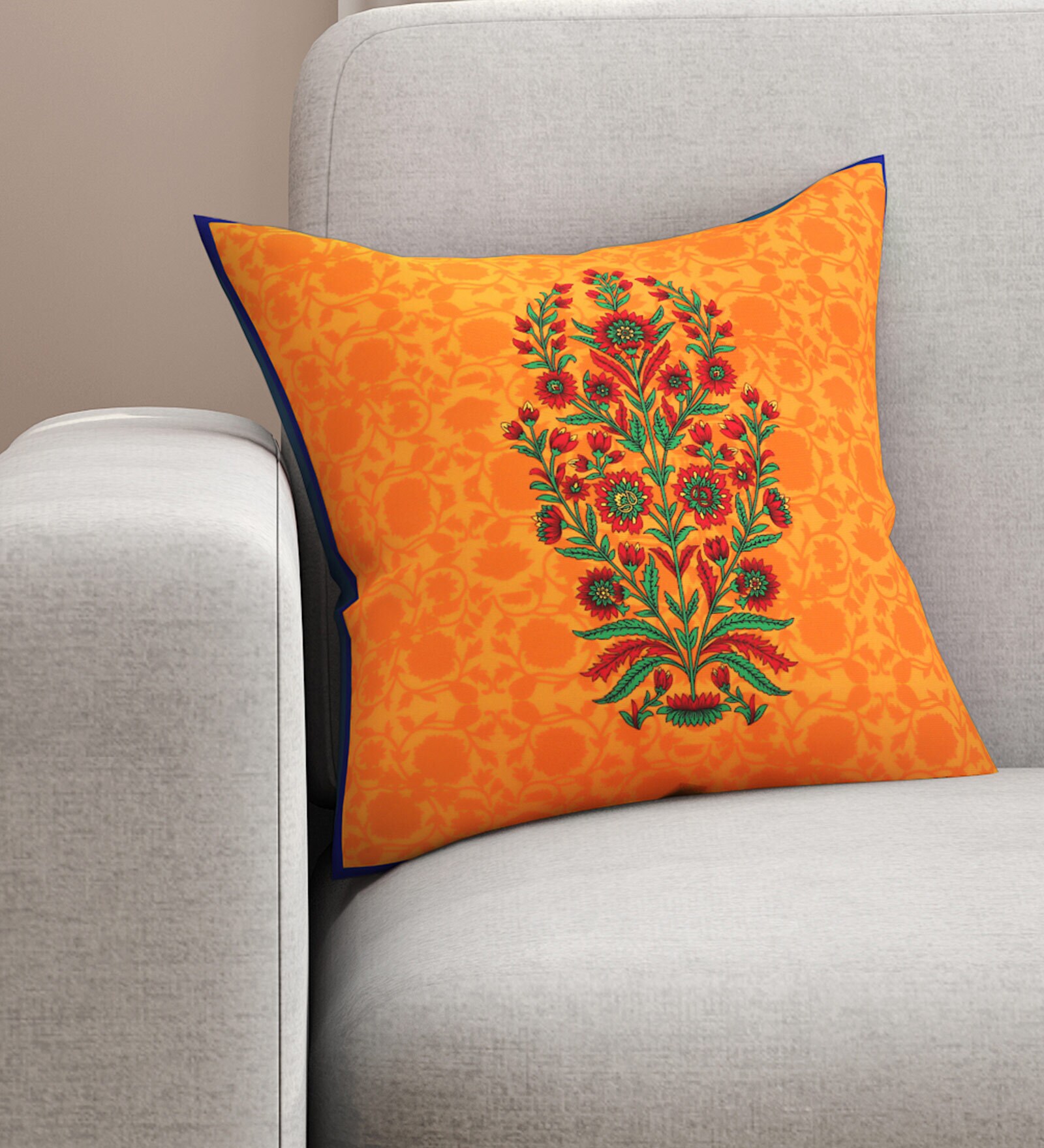 Buy Yellow Traditional Premium 16 x 16 Inches Cushion Cover by SEJ by Nisha Gupta at 67 OFF by