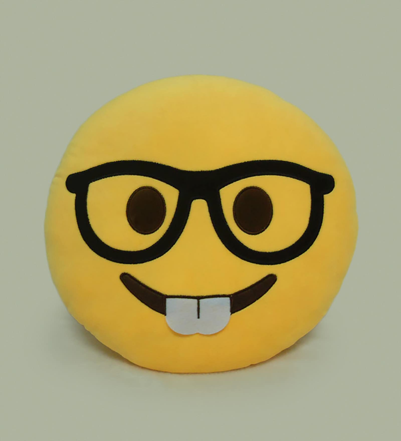 Yellow Emoji Velvet 14 x 14 inch Decorative Cushion