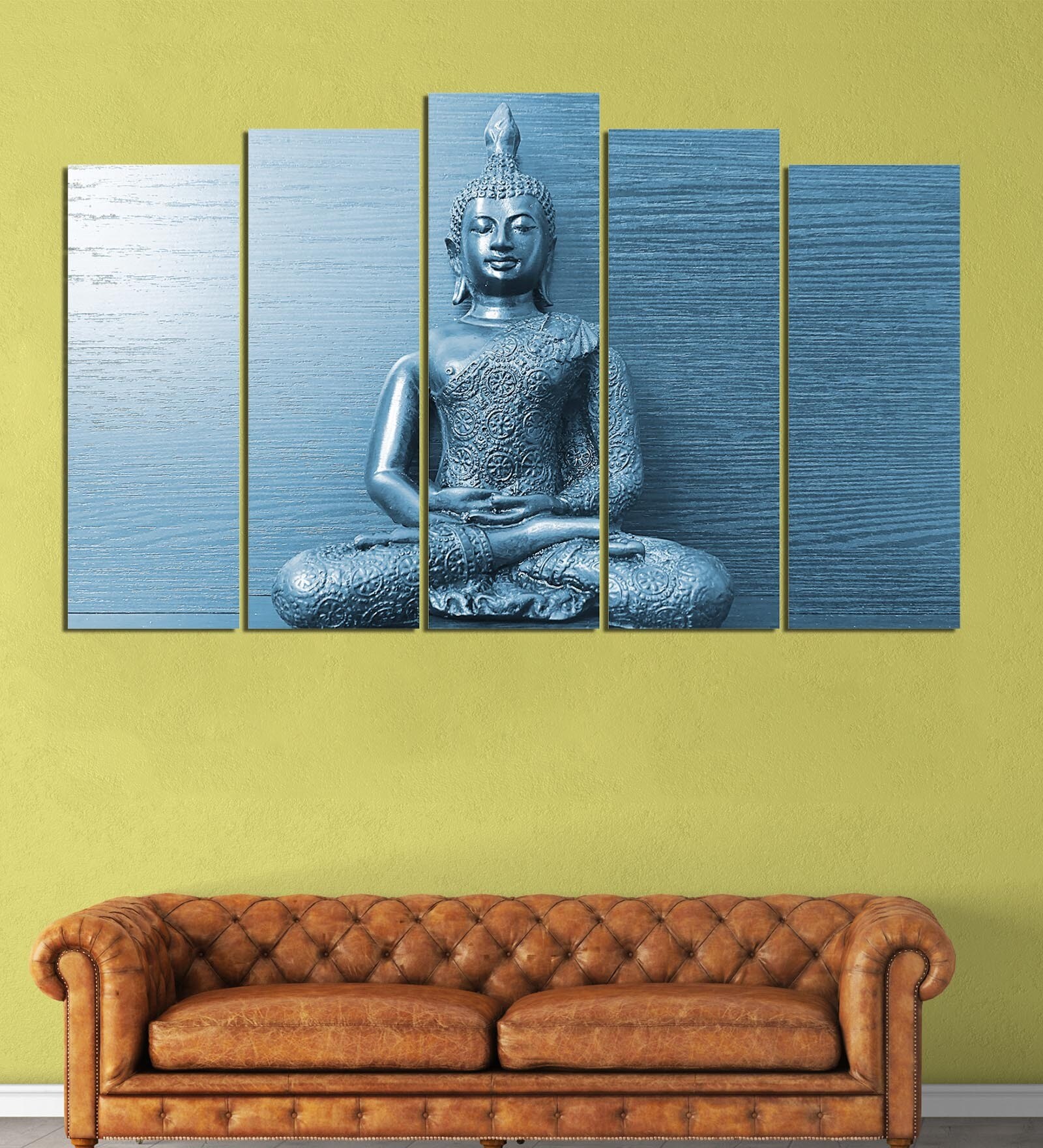 Blue Wood Multiple Frames Buddha Beautiful Art Panels
