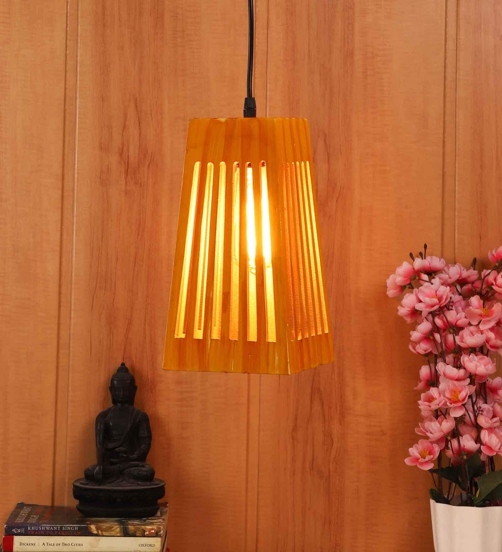 Esta Yellow Wood Hanging Light