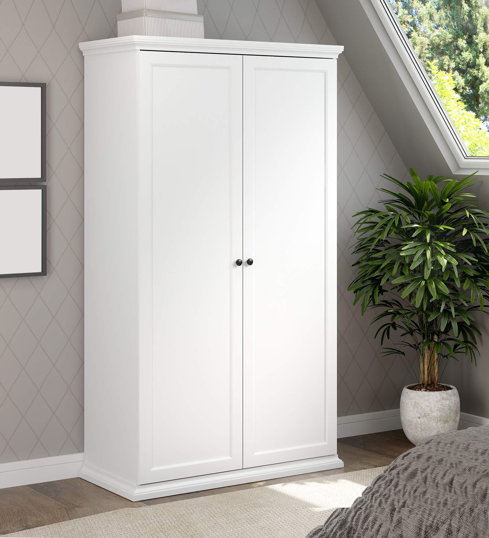 Yemon 2 Door Wardrobe In White Finish