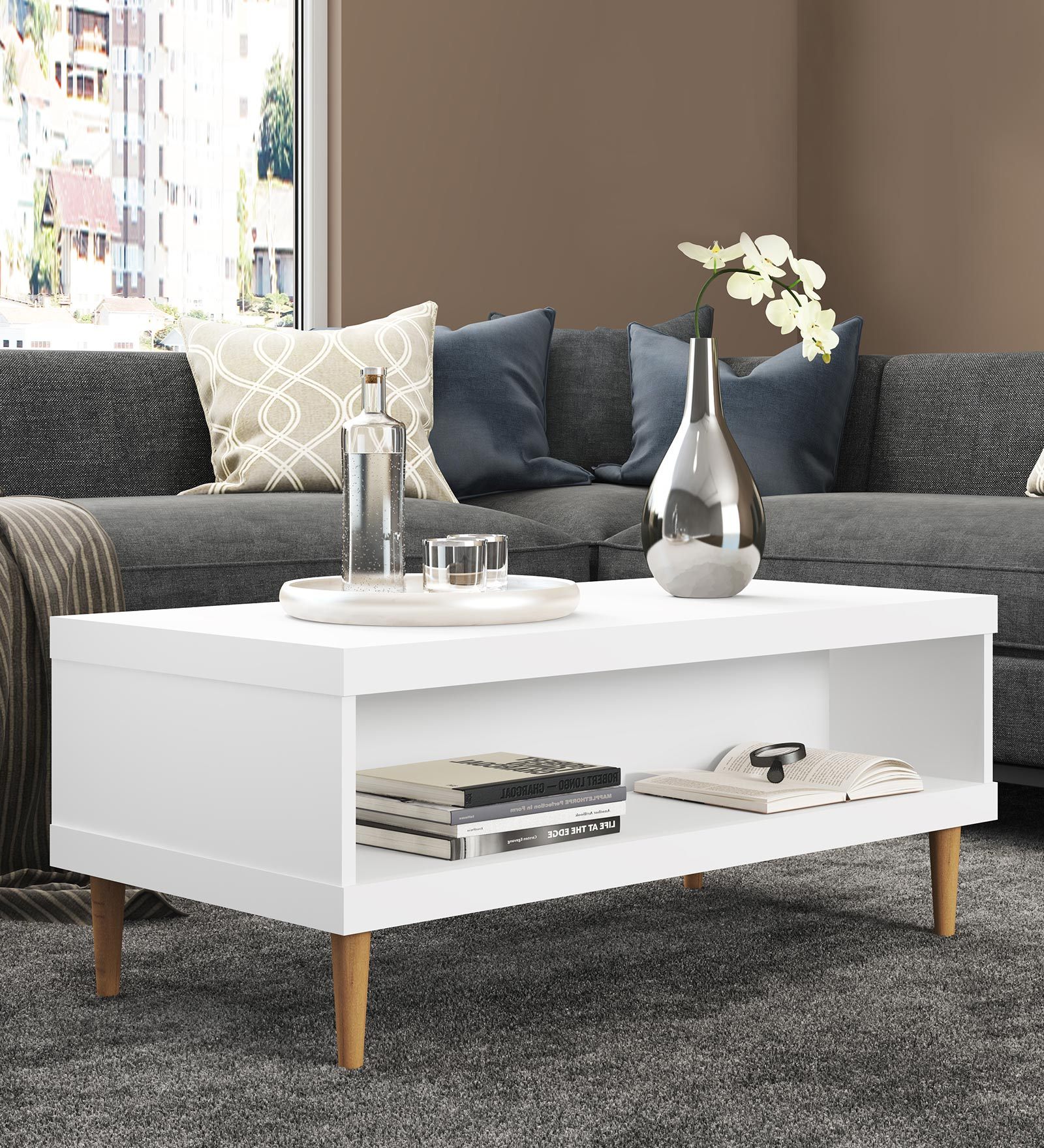 Yemon Coffee Table in White Finish