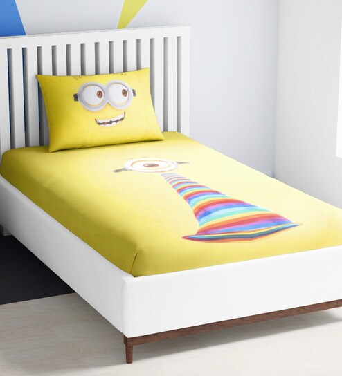 Buy Yellow 100 Cotton Single Bed Sheet With 1 Pillow Cover By