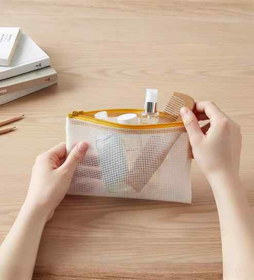 Yellow Accessory ZiPolypropyleneer Pouch Travel Cosmetic Bag Multipurpose Organizer