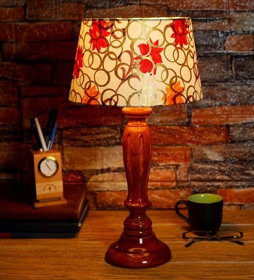Ohagun Yellow Fabric Shade Night Lamp With Wood Base By BrightDaisy