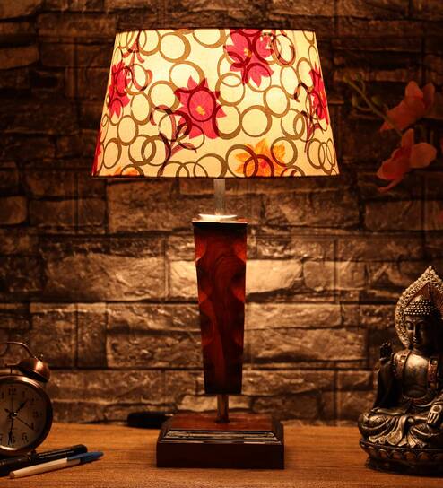 Bling Yellow Fabric Shade Night Lamp With Wood Base By BrightDaisy