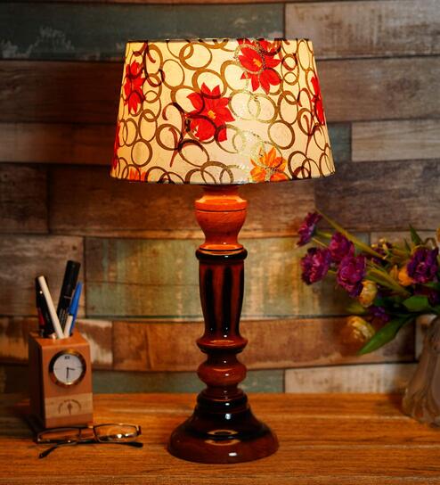 Bristol Yellow Fabric Shade Night Lamp With Wood Base By BrightDaisy