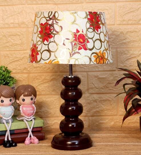 Flinchum Yellow Fabric Shade Night Lamp With Wood Base By BrightDaisy