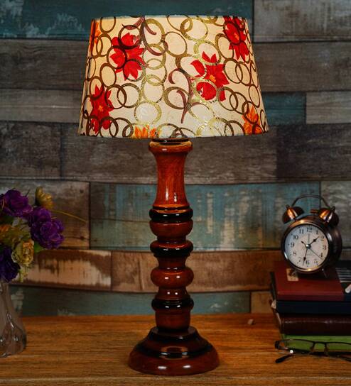 Humphry Yellow Fabric Shade Night Lamp With Wood Base By BrightDaisy