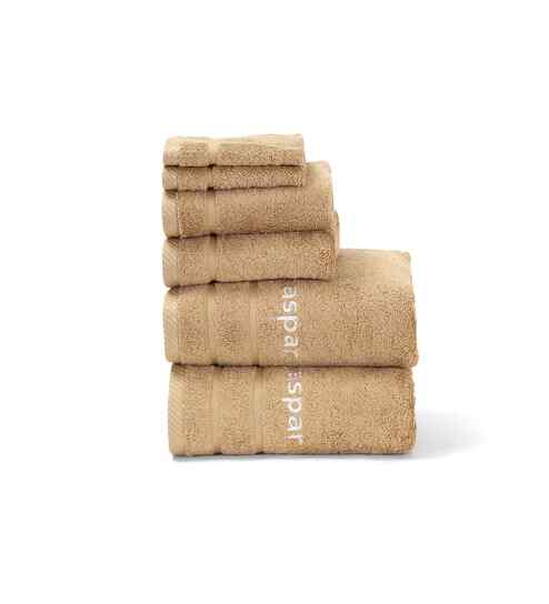 Yellow Bamboo Cotton Solid 650 GSM Bath Hand & Face Towel Set (6Pc)