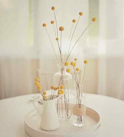 Yellow Billy Ball Artificial Flower 10 Stems