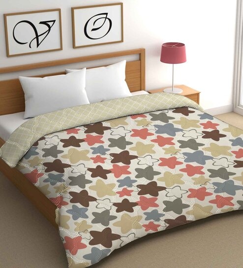 Yellow Cotton Abstract 500 GSM Double Bed Comforter