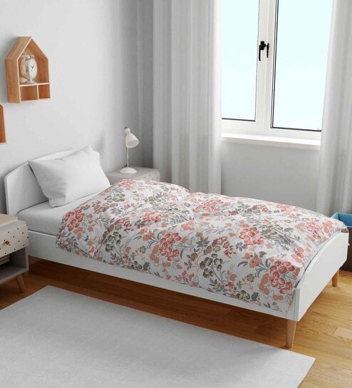 Grey Cotton Floral 120 GSM Single Kids Dohar