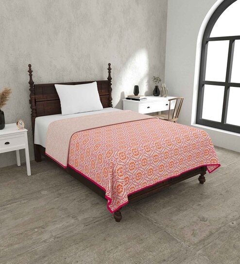 Pink Cotton Traditional 220 GSM Double Bed Dohar