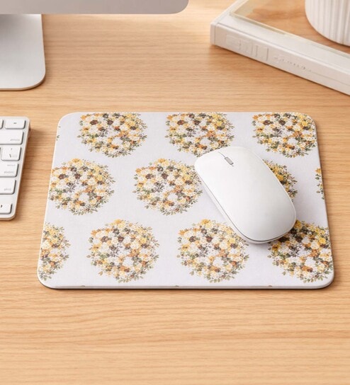 yellow Flower with Two Birds Printed Rectangle Mousepad