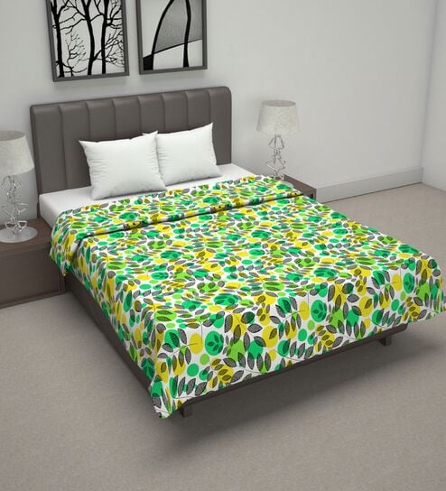 Yellow Green Polycotton Floral 120 Gsm Double Dohar