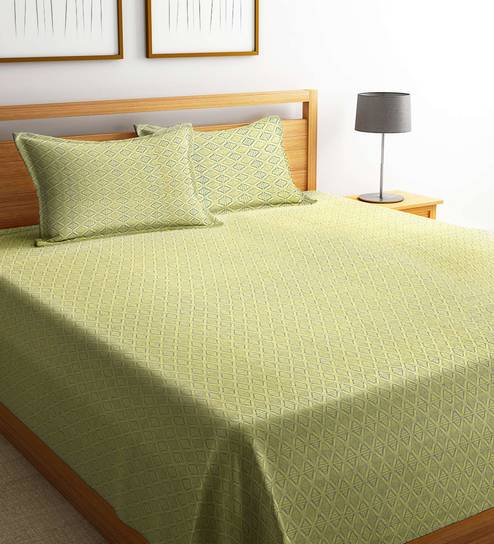 Buy 100 Cotton 240 Tc Double Bed Cover With 2 Pillow Covers By