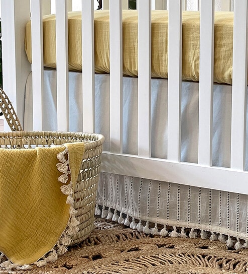 Large wicker crib store bedding