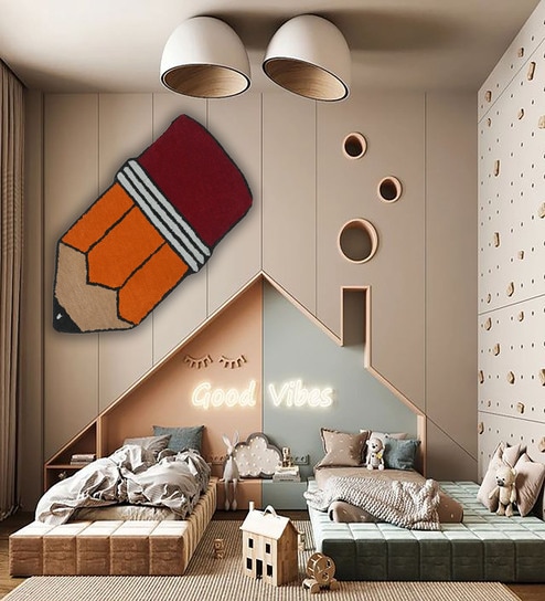 Yellow Kids Wool Hand Tufted Carpet