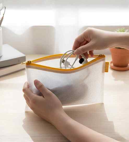 Yellow Letter Size ZiPolypropyleneer Pouch Document Organizer Multipurpose Storage Case