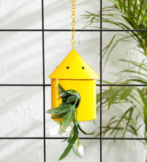 Buy Yellow Metal Round Hut Bird House By Green Girgit Online