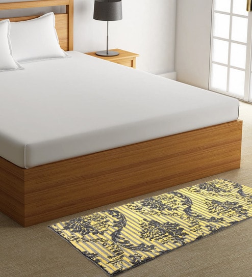 Yellow Microfiber 55 x 22 Inches Machine Made Floor Runner