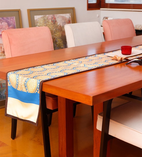 Zeba (84x12) Yellow & Blue Polycanvas Table Runner