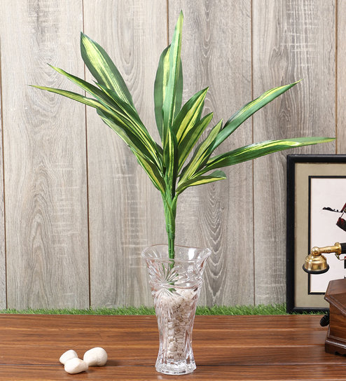 Yellow Polyester Artificial Draceana Plant Without Pot