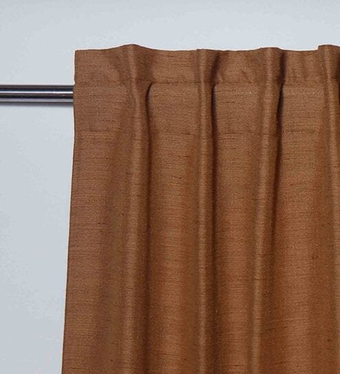 Brown Polyester Solid 7Ft Blackout Loop Top 1 Pc Door Curtain by Zeba