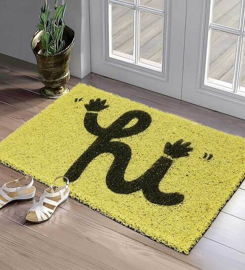 Yellow Rubber Coir 24X16 Inches Anti-Skid Door Mat