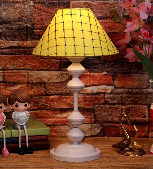 Yellow Shade Table Lamp With Metal Base By Foziq