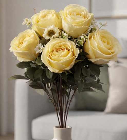 Yellow Silk Rose Silk Bunch Single Stem Flower